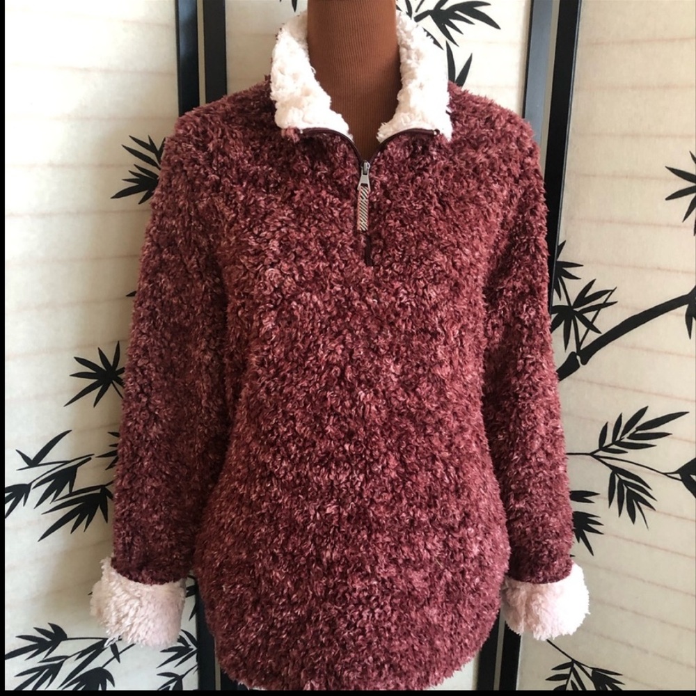 HOT DEAL! Weatherproof Vintage Long Sleeve Fleece Pullover Size L Rustic Red - Picture 10 of 11